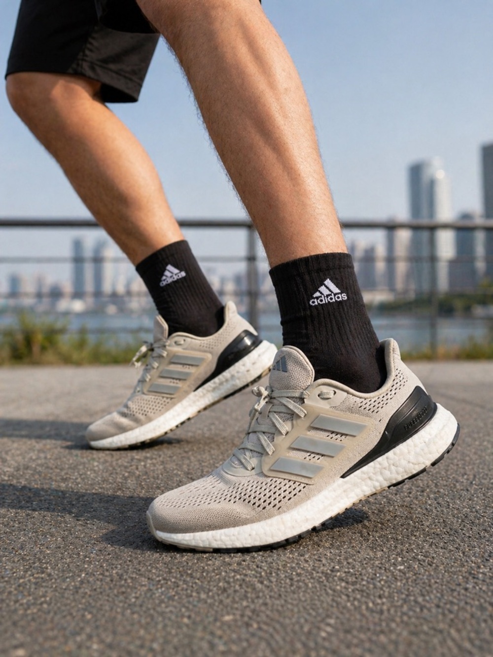 Adidas Pureboost Mens 8.5 Beige Running Shoes Athletic Sneakers Comfort